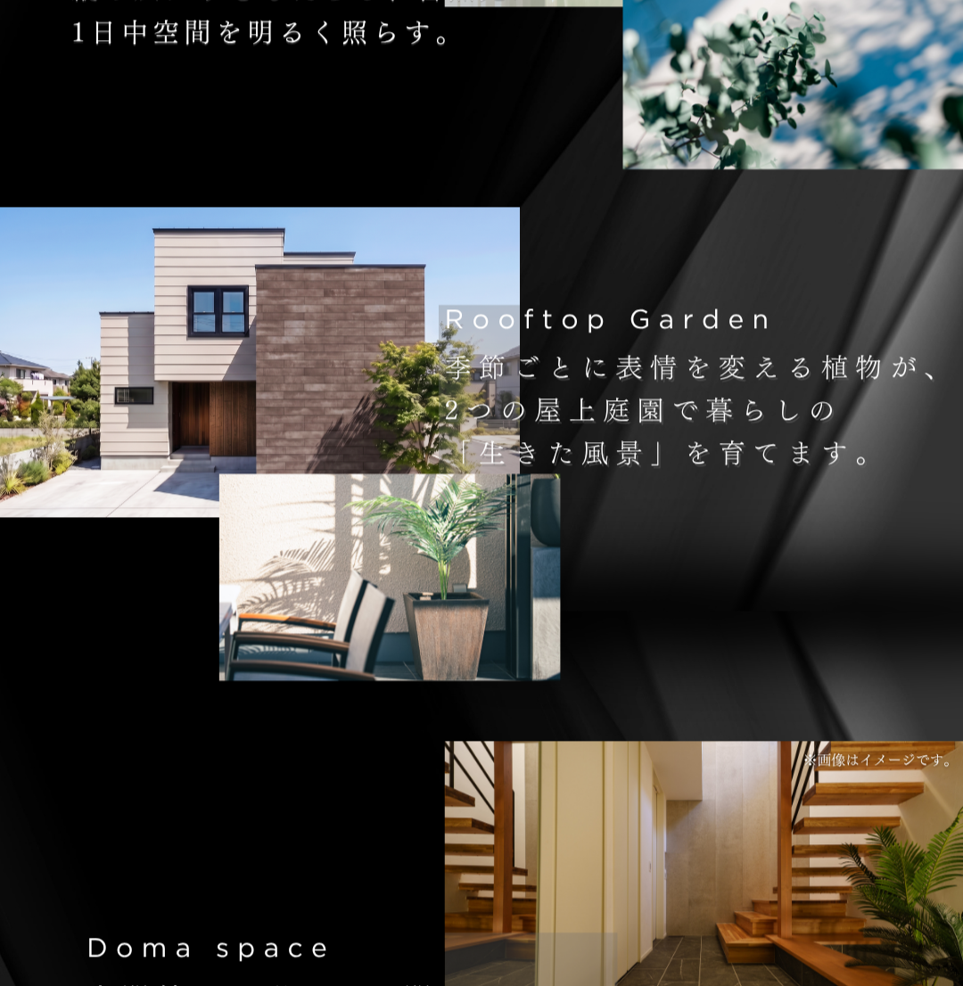 2つの屋上庭園と明るい土間スペースを備えた山形市の新築一戸建て。季節の移ろいを楽しむインドアグリーンのある暮らし。